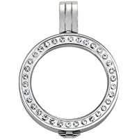 Quiges Colgante de Moneda 25mm de Acero Inoxidable con Zirconia de Mujer en Varios Colores